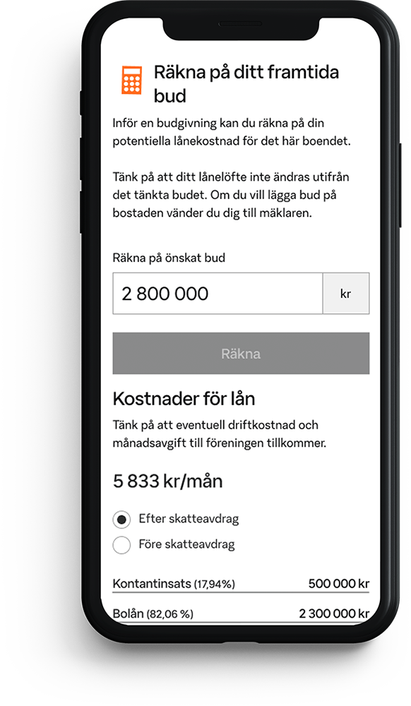 bild från SBAB-appen och smart lånelöfte.