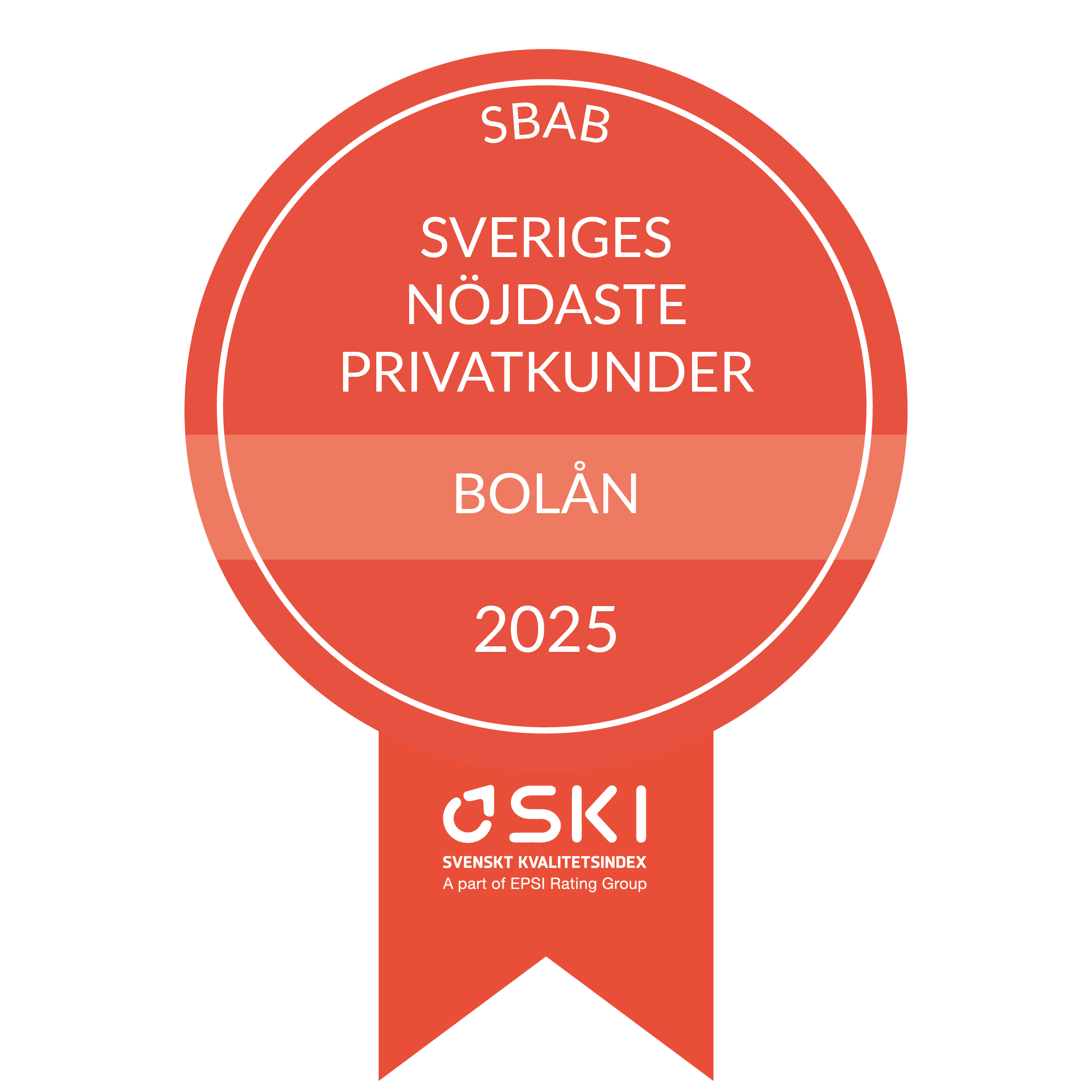 Badge från Svensk Kvalitetsindex för sveriges nöjdaste privatkunder inom bolån 2025