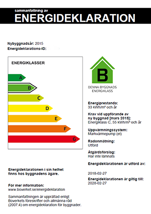 Exempel på hur en energideklaration ser ut