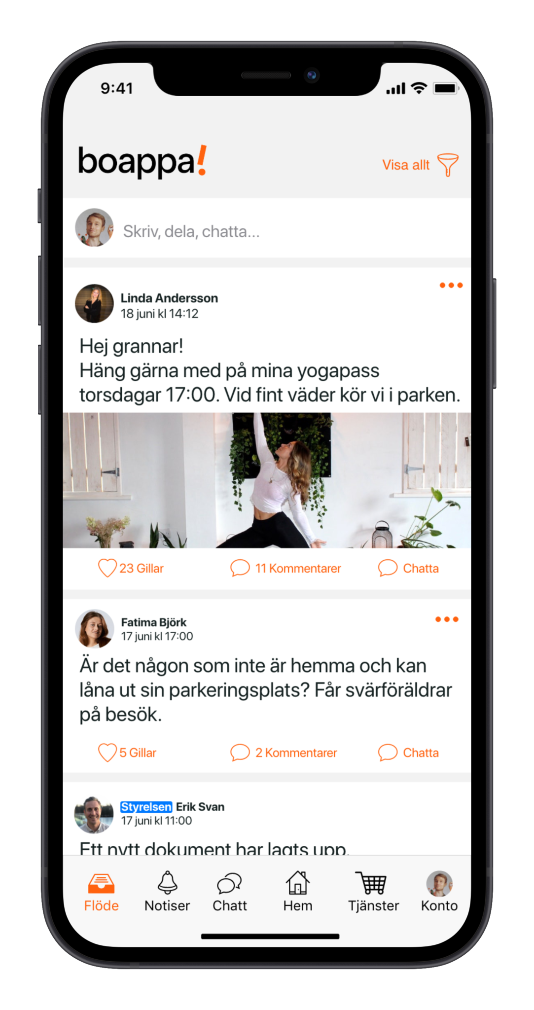 Appen Boappa i en mobiltelefon.